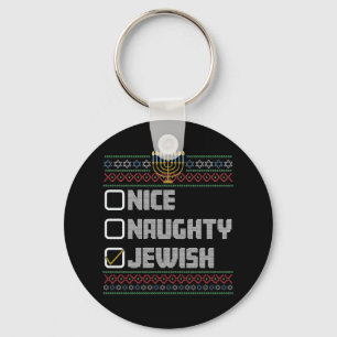 Stoute Nette Joodse Kerstman Lelijke Kerst Hanukka Sleutelhanger