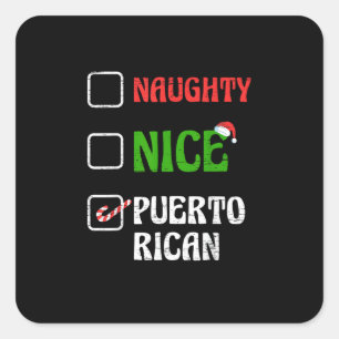 Stoute Nette Puertoricaanse Kerstman Vakantie Zoet Vierkante Sticker