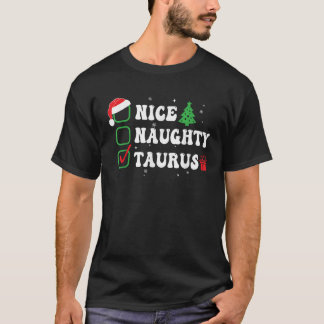 Stoute Nette Stier Zodiac Kerstlijst Grappige Kers T-shirt