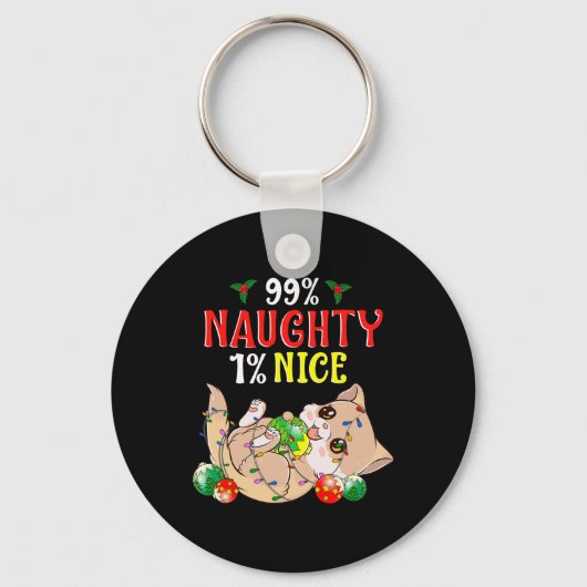 Stoute of leuke kerstkat Grappige Humor 1 Sleutelhanger (Voorkant)