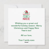 Stoute of leuke kerstkikkers met Santa Design Feestdagenkaart (Achterkant)