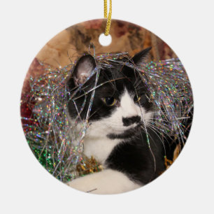 Stoute smokingcat Kerstmis Keramisch Ornament