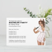 Stoute Verpleegster Afscheid Feest Uitnodigingen (Staand voorkant)