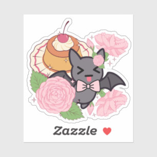 Stoute Vleermuis en Kawaii Caramel Flan Sticker