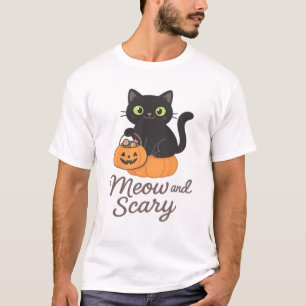 Stoute Zwarte Kat met Glowende Groene Ogen op P T-shirt