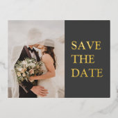 STOUTMOEDIG | Elegante & Moderne Gouden Foto spare Folie Uitnodiging Briefkaart (Voorkant)