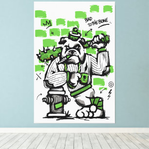 Stoutmoedige Bulldog Gangster Kunst Canvas Afdruk
