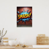 Stoutmoedige SMASH! Stripstijl kunst Poster (Keuken)