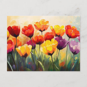 Stoutmoedige Waterverf Tulpen in het voorjaar Briefkaart