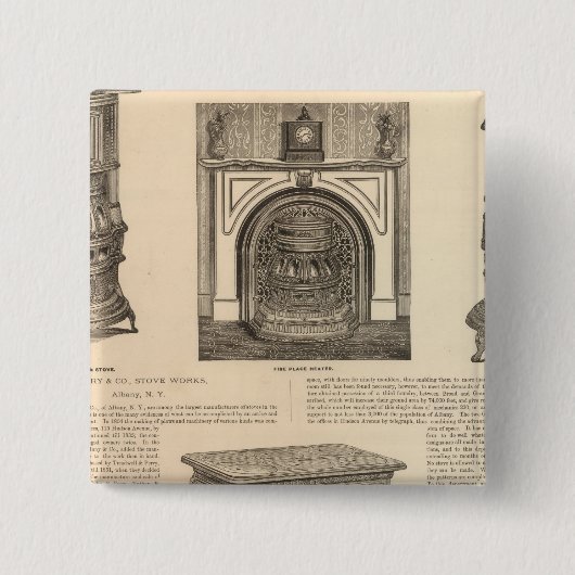 Stove Works, Albany, New York Vierkante Button 5,1 Cm (Voorkant)