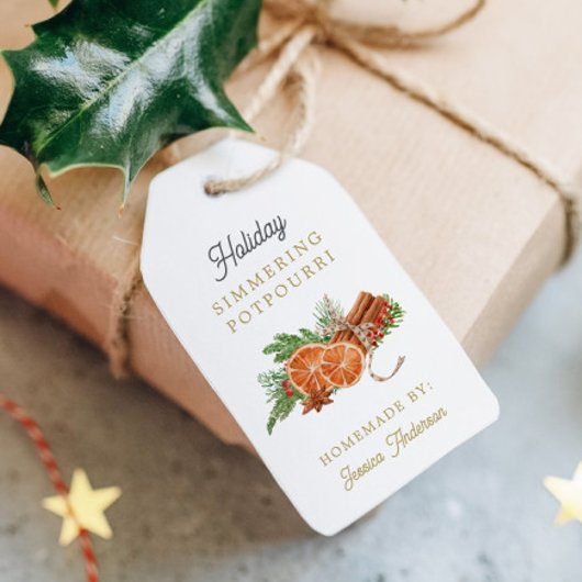Stovetop Potpourri Christmas Label, Holiday Simmer Cadeaulabel
