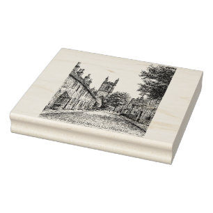 Stow-on-the-World Village Sketch, Cotswolds, Veren Rubberstempel
