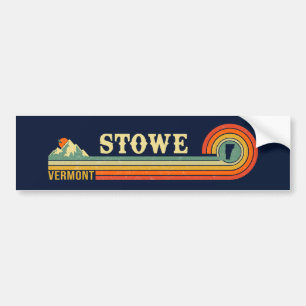Stowe Mountain Vermont Retro Sunset Ski Souvenir Bumpersticker