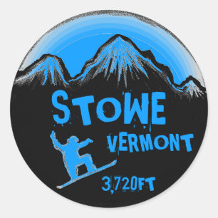Stowe Vermont blauw snowboard kunst stickers