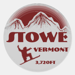 Stowe Vermont rode snowboard kunst stickers