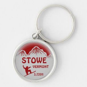 Stowe Vermont rood grijs snowboard kunst sleutelha Sleutelhanger