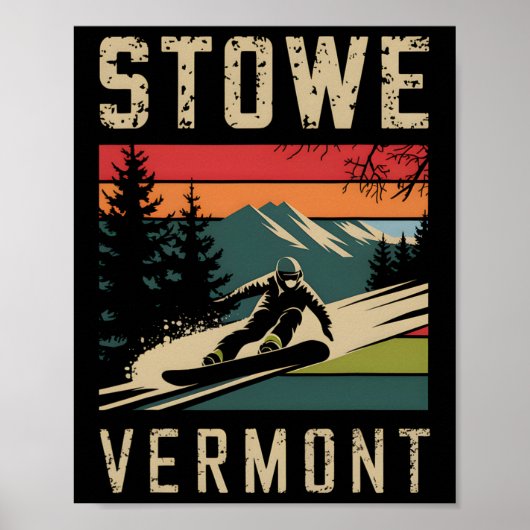 Stowe Vermont Snowboard  Snowboarden Mount Poster (Voorkant)