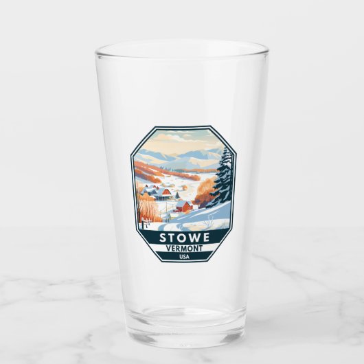 Stowe Vermont Winter Vintage Glas (Voorkant)