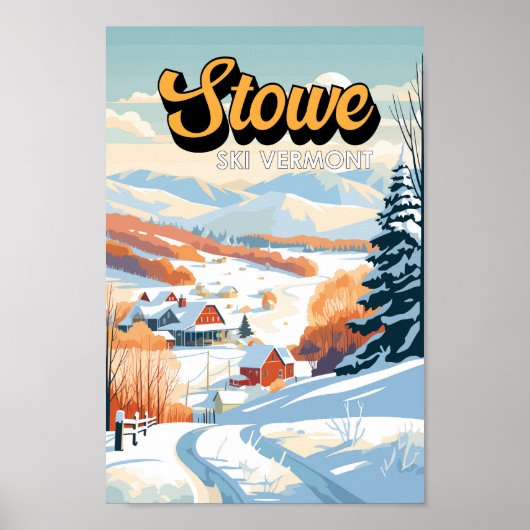 Stowe Vermont Winter Vintage Poster (Voorkant)