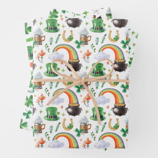Str. Patrick's Day Wrapping Paper set of 3 (In situ)