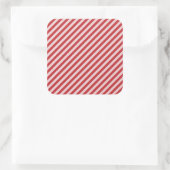 [STR-RD-1] Rood en wit snoepgoed gestreept Vierkante Sticker (Tas)