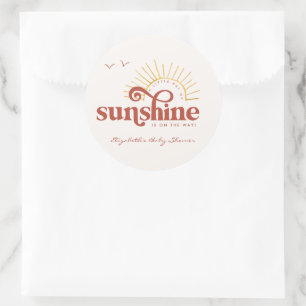Straal van Zonneschijn Boho Baby Shower Ronde Sticker