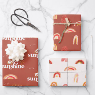 Straal Zonneschijn Boho Baby Shower Inpakpapier Vel
