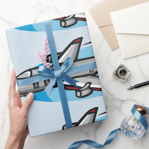 Straalvliegtuig voor vliegtuigfans cadeaupapier