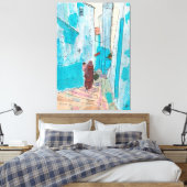 Straat Chefchaouen Marokko Paper Collage Sketch Canvas Afdruk (Insitu (Slaapkamer))