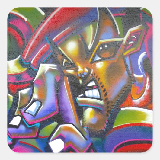 Straat Graffiti Vierkante Sticker (Voorkant)