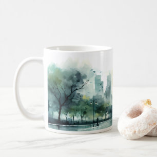 Straat in de ochtend Waterverf stijl Koffiemok