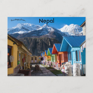 Straat in Manang Nepal Briefkaart