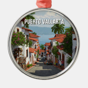 Straat in Puerto Vallarta Mexico Reizen Metalen Ornament