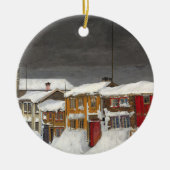 Straat in Røros in Winter (1903) Keramisch Ornament (Voorkant)