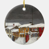 Straat in Røros in Winter (1903) Keramisch Ornament (Achterkant)