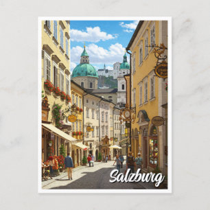 Straat in Salzburg Oostenrijk Reizen Briefkaart