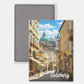 Straat in Salzburg Oostenrijk Reizen Magneet (Voorkant / Achterkant)