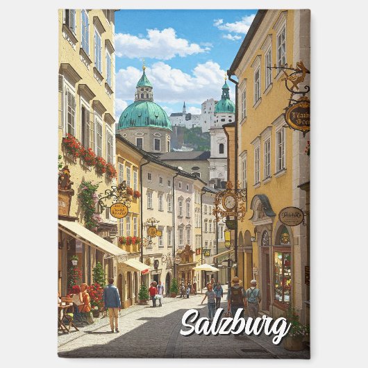 Straat in Salzburg Oostenrijk Reizen Magneet (Voorkant)