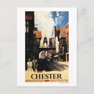 Straat Uitzicht met Clock Clock-rail met Couple & Briefkaart
