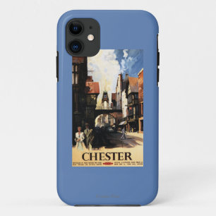 Straat Uitzicht met Clock Clock-rail met Couple &  iPhone 11 Hoesje
