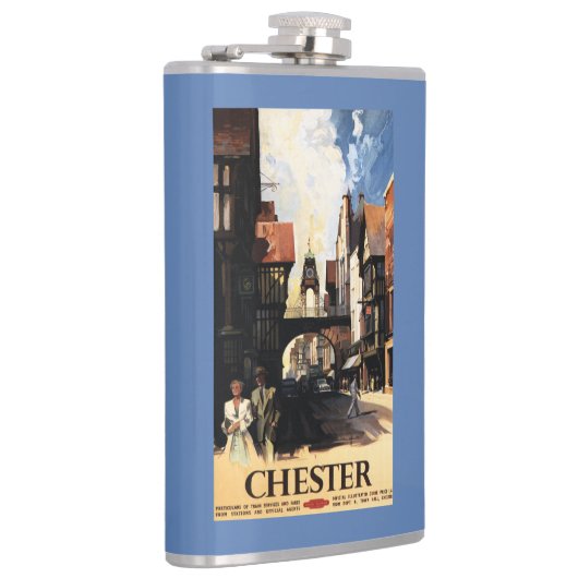 Straat Uitzicht met Clock Clock-rail met Couple &  Heupfles (Rechts)