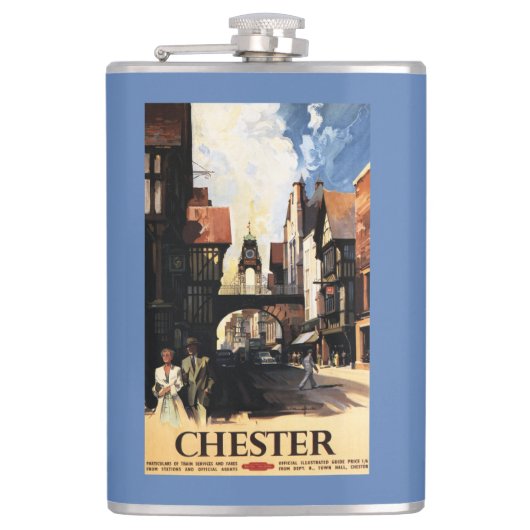 Straat Uitzicht met Clock Clock-rail met Couple &  Heupfles (Voorkant)