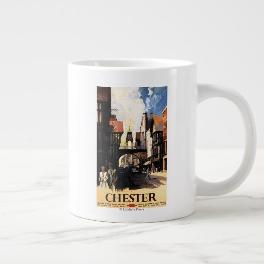 Straat Uitzicht met Clock Clock-rail met Couple & Jumbo Mok (Rechts)