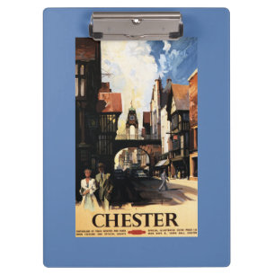 Straat Uitzicht met Clock Clock-rail met Couple & Klembord