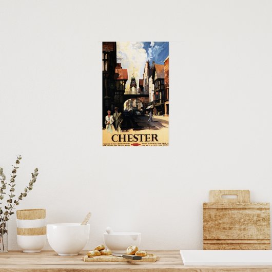 Straat Uitzicht met Clock Clock-rail met Couple & Poster (Keuken)