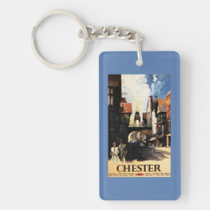 Straat Uitzicht met Clock Clock-rail met Couple &  Sleutelhanger