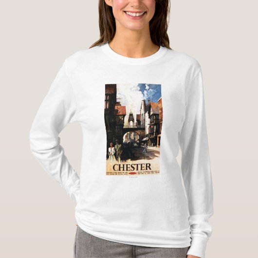 Straat Uitzicht met Clock Clock-rail met Couple & T-shirt (Voorkant)