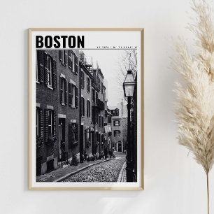 Straat van Boston Black en White Photography Poster