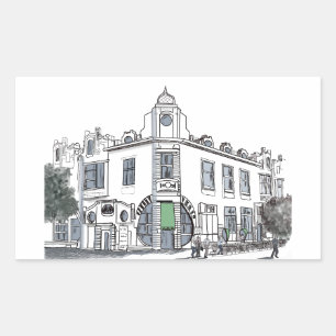 straat van de oude stad rechthoekige sticker