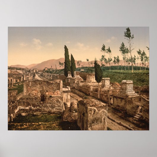 Straat van de Tombs, Pompeii, Campanië, Italië Poster (Voorkant)